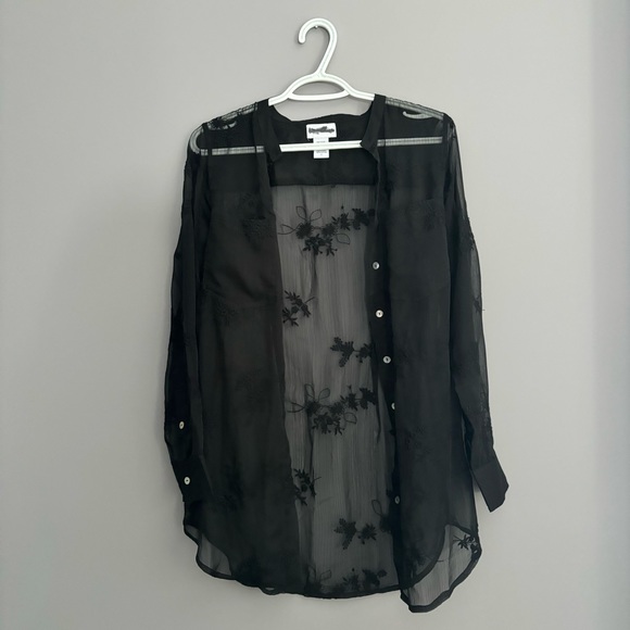 Soft Surroundings Size XS Black Cotton Button Down Long Sleeve - Picture 4 of 11